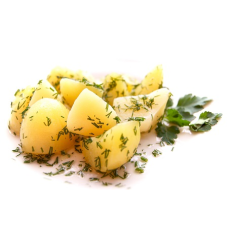 Boiled potatoes with butter and herbs